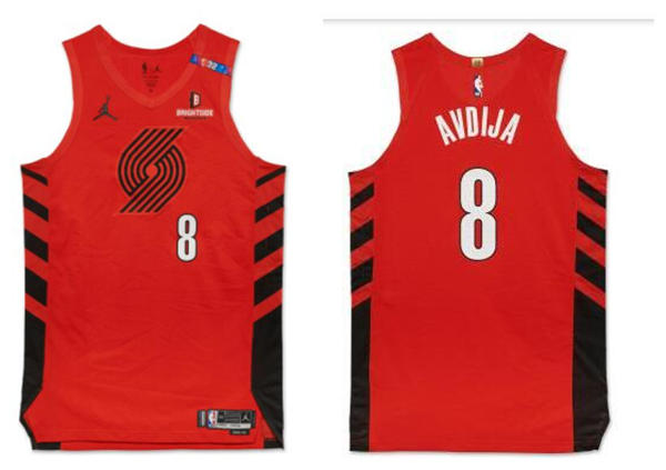 Mens Portland Trail Blazers #8 Deni Avdija Red Statement Edition Player Jersey