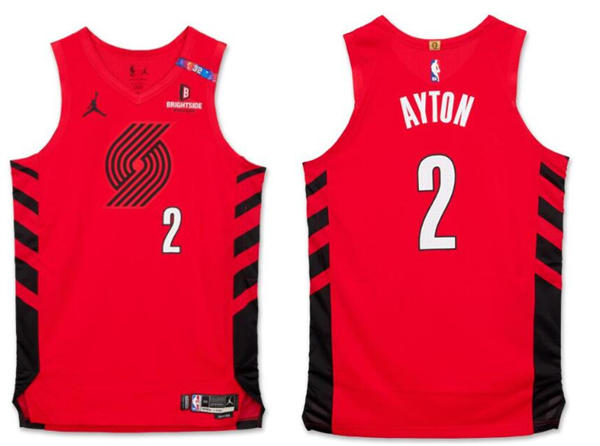 Mens Portland Trail Blazers #2 Deandre Ayton Red Statement Edition Player Jersey