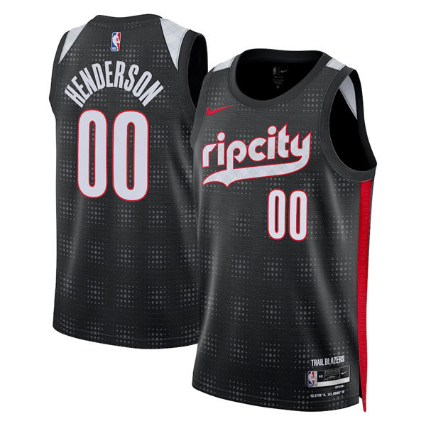 Mens Portland Trail Blazers #00 Scoot Henderson Black 2024-25 City Edition Swingman Jersey