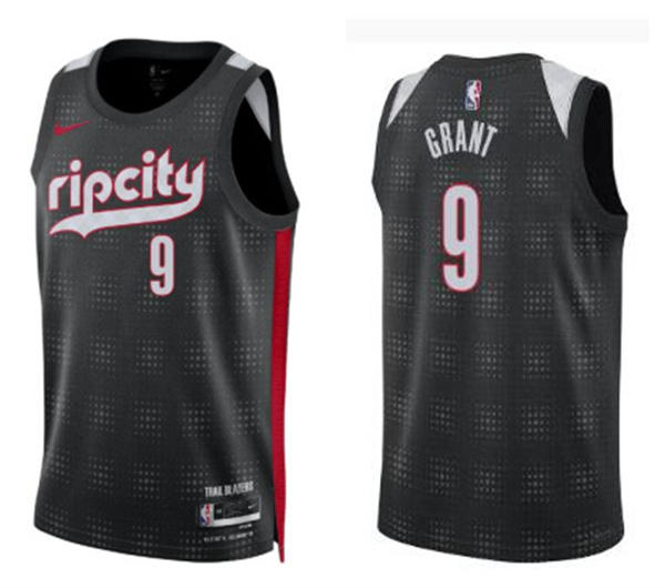Mens Portland Trail Blazers #9 Jerami Grant Black 2024-25 City Edition Swingman Jersey