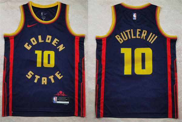 Mens Golden State Warriors #10 Jimmy Butler III Nike Navy 2024-25 City Edition Swingman Jersey