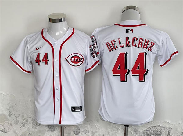 Youth Cincinnati Reds #44 Elly De La Cruz White Home Limited Jersey