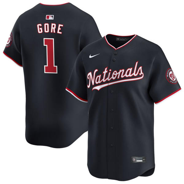 Men's Washington Nationals #1 MacKenzie Gore Nike Navy Alternate Limited Player Jersey