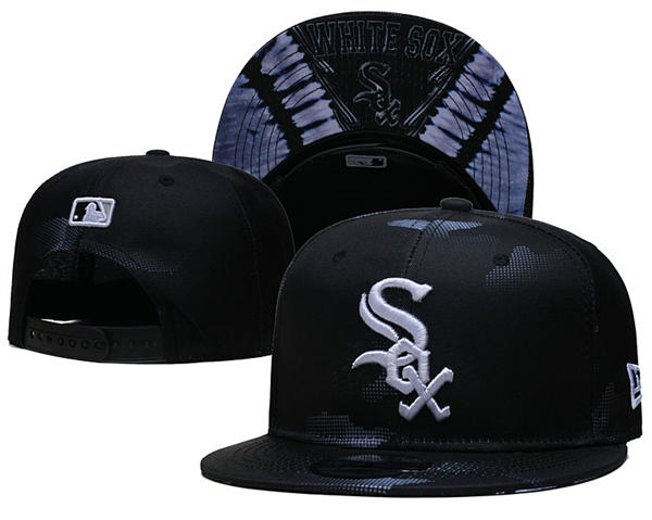 Embroidered MLB Chicago White Sox Black Snapback Hat  (2)
