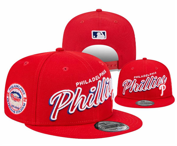 Embroidered MLB Philadelphia Phillies Red White Snapback Hat YD21730