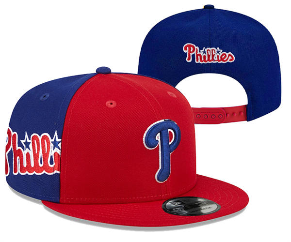 Embroidered MLB Philadelphia Phillies Red Blue Snapback Hat YD21723
