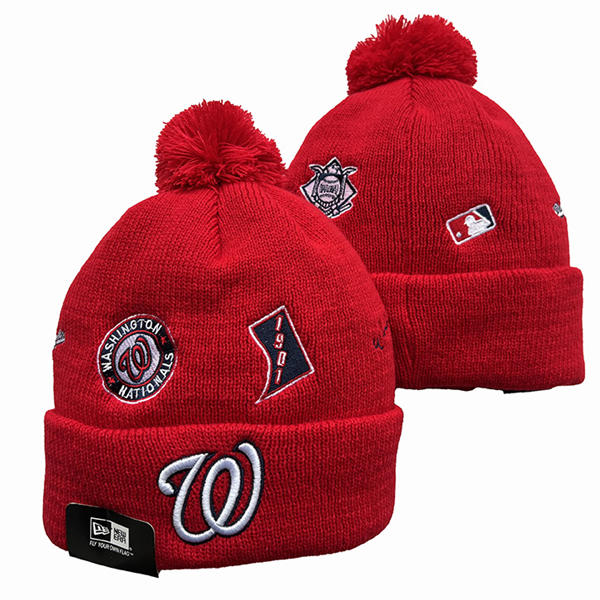MLB Washington Nationals Cuffed Pom Red Knit Hat YD222508
