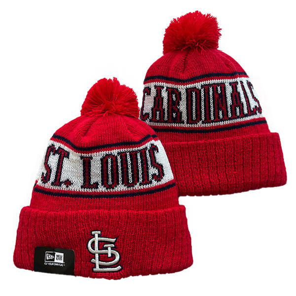 MLB St. Louis Cardinals Red White Black Cuffed Pom Knit Hat YD222213