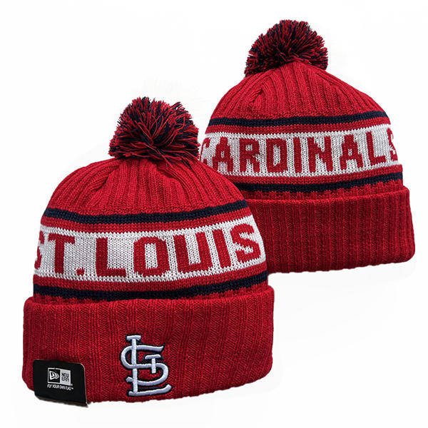MLB St. Louis Cardinals Red White  Cuffed Pom Knit Hat YD222212