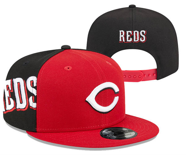 Embroidered MLB Cincinnati Reds Red Black Two Tone Snapback Hat YD20630
