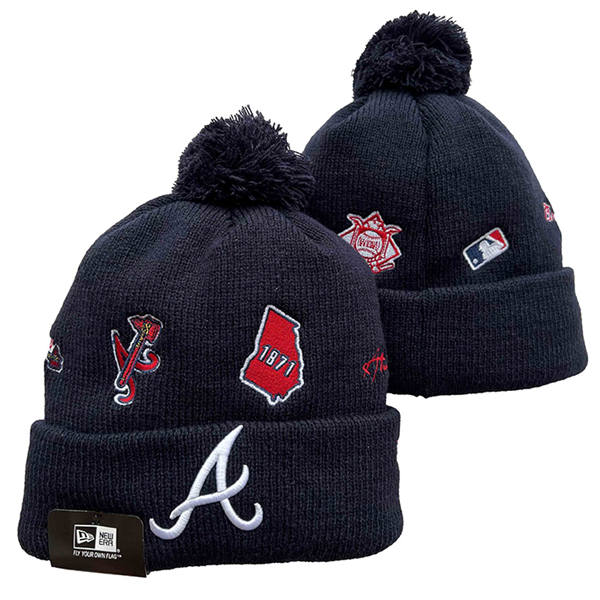 MLB Atlanta Braves Navy 1971 Cuffed Pom Knit Hat YD220113