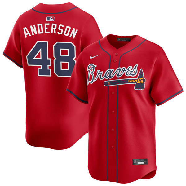 Mens Atlanta Braves #48 Ian Anderson Nike Red Alternate Limited Jersey