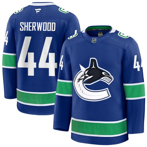 Men's Vancouver Canucks #44 Kiefer Sherwood Fanatics Home Blue Player Jersey