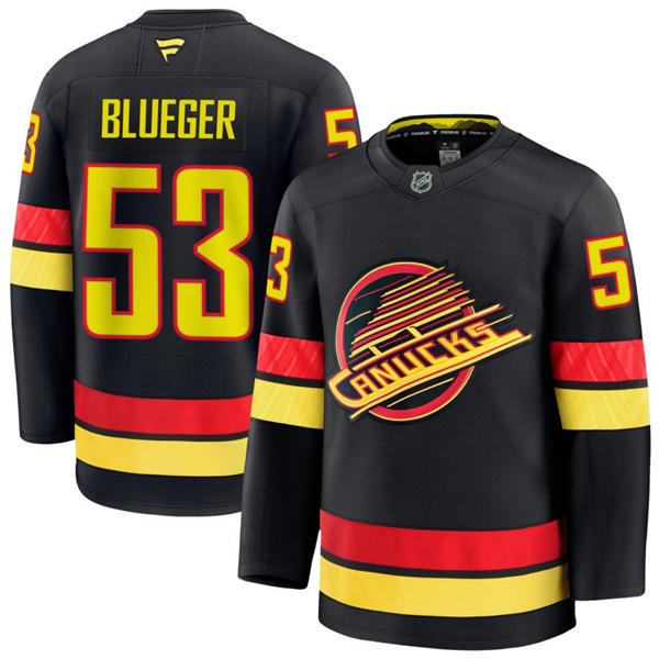 Men's Vancouver Canucks #53 Teddy Blueger Fanatics Black Alternate Premium Jersey