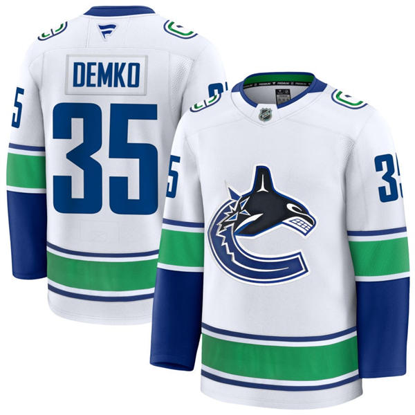 Men's Vancouver Canucks #35 Thatcher Demko Fanatics Away White Player Jersey