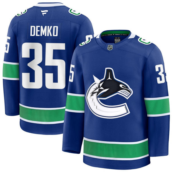 Men's Vancouver Canucks #35 Thatcher Demko Fanatics Home Blue Player Jersey
