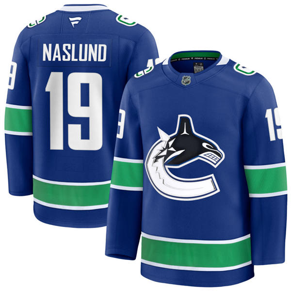 Men's Vancouver Canucks Retired Player #19 Markus Naslund Fanatics Home Blue Player Jersey