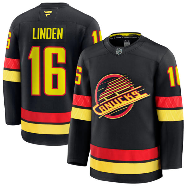 Men's Vancouver Canucks Retired Player #16 Trevor Linden Fanatics Black Alternate Premium Jersey