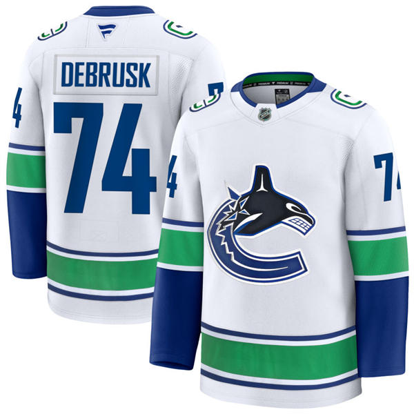 Men's Vancouver Canucks #74 Jake DeBrusk Fanatics Away White Player Jersey