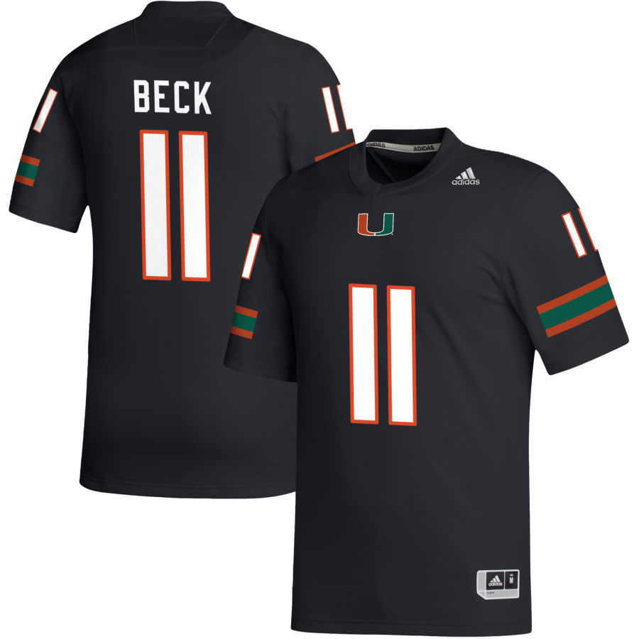 Mens Youth Miami Hurricanes #11 Carson Beck Black White previous Football Jersey