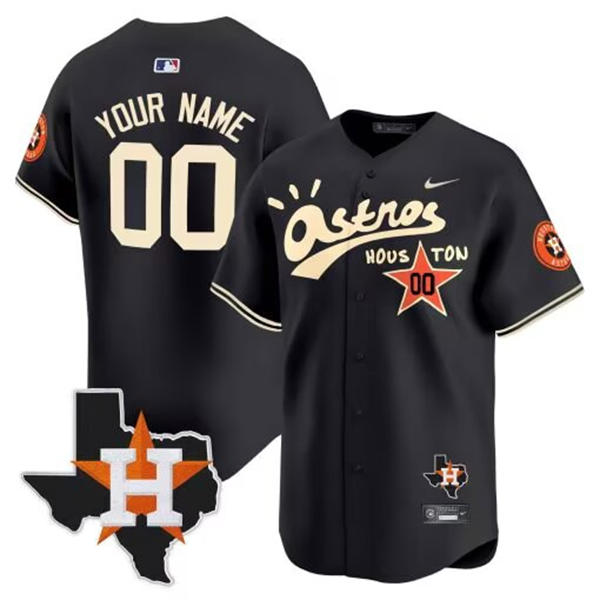 Mens Youth Houston Astros Custom Nike Black Retro Throwback Limited Jersey