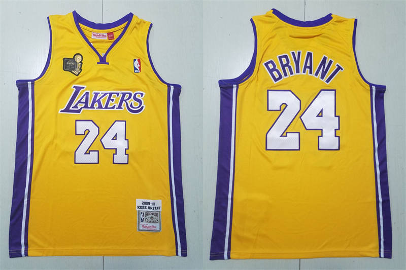 Men's Los Angeles Lakers #24 Kobe Bryant Gold Mitchell & Ness Hardwood Classics 2009-10 Finals Champions Jersey