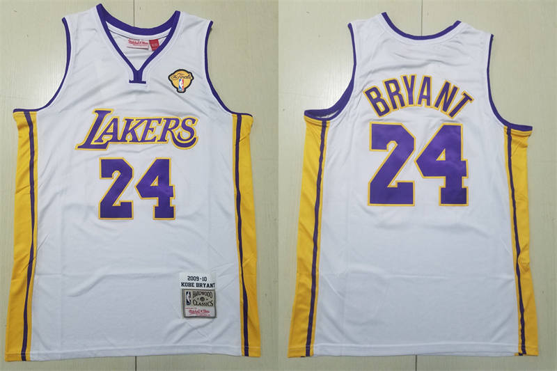 Men's Los Angeles Lakers #24 Kobe Bryant White Mitchell & Ness Hardwood Classics 2009-10 Finals Jersey