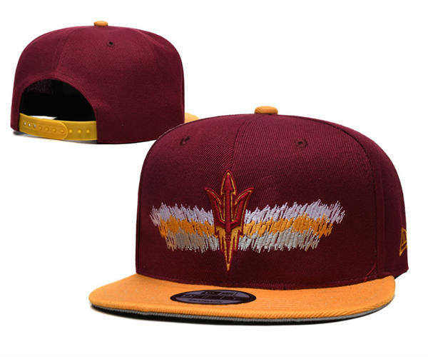 NCAA Arizona State Sun Devils Maroon Gold Two-tone Snapback Hat YD253192 (11)