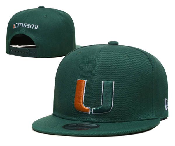 NCAA Miami Hurricanes Green Primary Logo Snapback Cap GS2503202 (2)