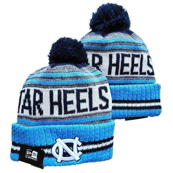 NCAA North Carolina Tar Heels Blue White Navy Cuffed Pom Knit Hat YD2503191 (17)