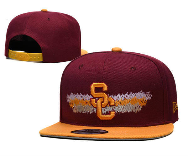 NCAA USC Trojans Maroon Gold Two-tone Snapback Hat YD253192 (1)