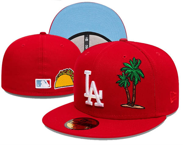 Embroidered Los Angeles Dodgers Red Blue Fitted Hat YD25321 (12)
