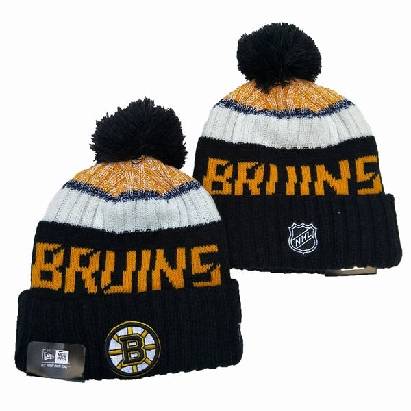 Boston Bruins Black Yellow Cuffed Pom Knit Hat YD2503211 (37)