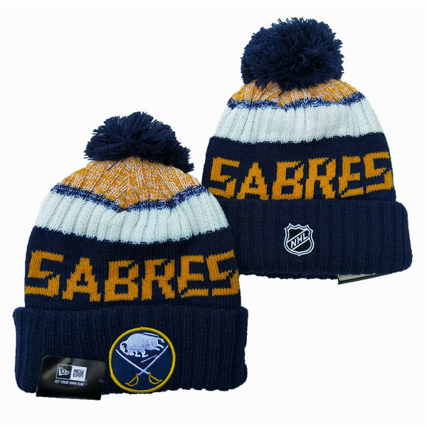 Buffalo Sabres Navy Yellow White  Cuffed Pom Knit Hat YD2503211 (33)