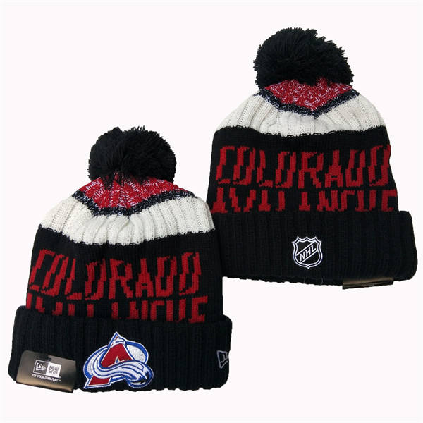 Colorado Avalanche Black Red White Cuffed Pom Knit Hat YD2503211 (17)