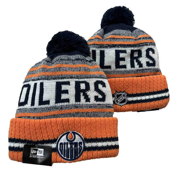 Edmonton Oilers Orange White Gray Cuffed Pom Knit Hat YD2503211 (9)