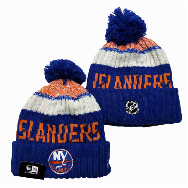 New York Islanders Blue Cream Cuffed Pom Knit Hat YD2503211 (61)