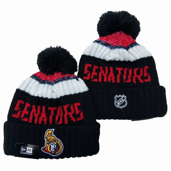 Ottawa Senators Black Red Cuffed Pom Knit Hat YD2503211 (3)