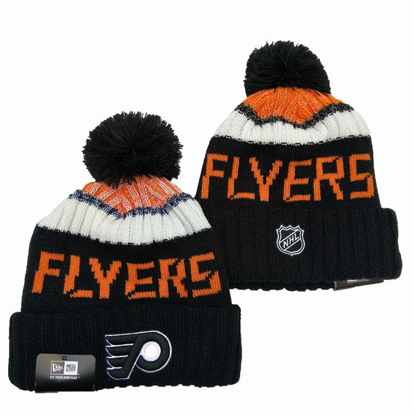 Philadelphia Flyers Black White Orange Cuffed Pom Knit Hat YD2503211 (19)