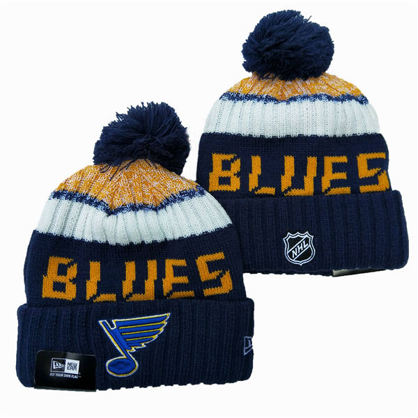 St. Louis Blues Navy Gold white Cuffed Pom Knit Hat YD2503211 (53)