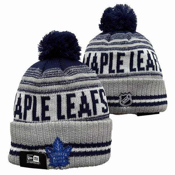 Toronto Maple Leafs Gray Navy Cuffed Pom Knit Hat YD2503211 (39)