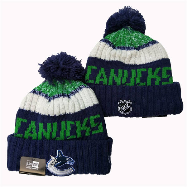 Vancouver Canucks Navy White Green Cuffed Pom Knit Hat YD2503211 (51)
