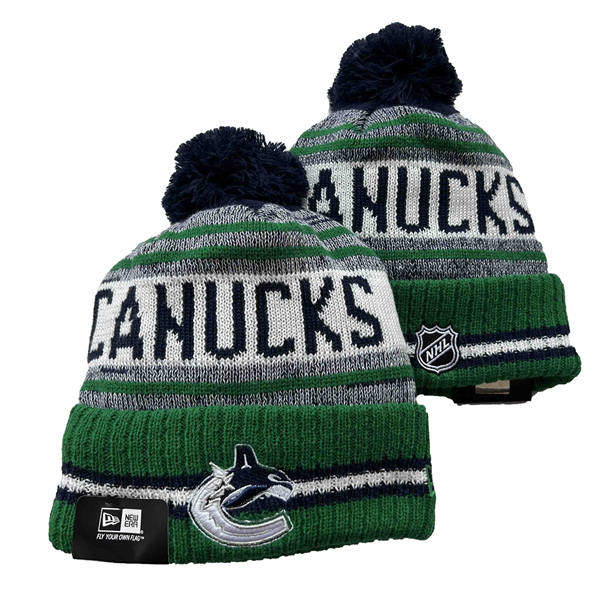 Vancouver Canucks Green White Cuffed Pom Knit Hat YD2503211 (4)