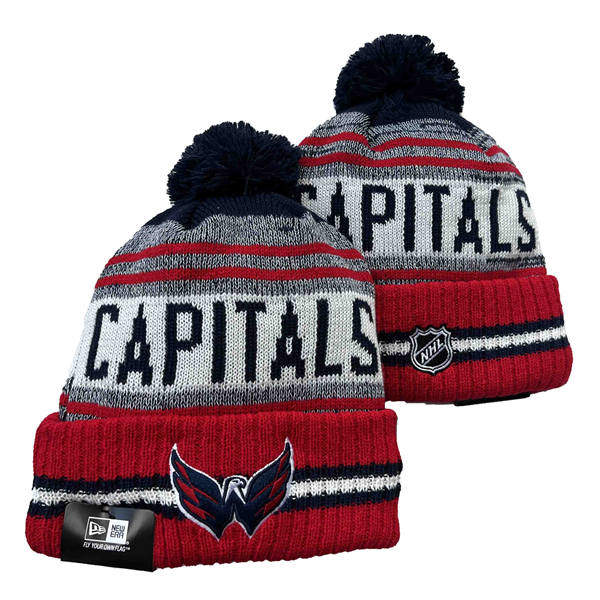 Washington Capitals Red White Gray Cuffed Pom Knit Hat YD2503211 (38)