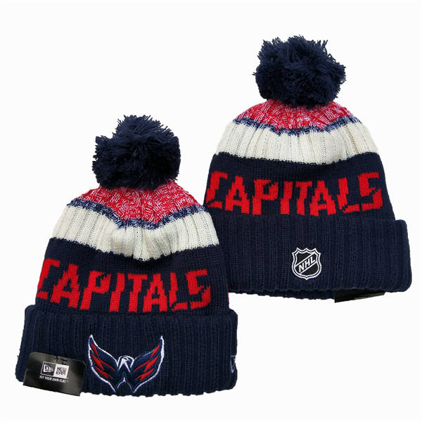 Washington Capitals Navy Red Cuffed Pom Knit Hat YD2503211 (46)