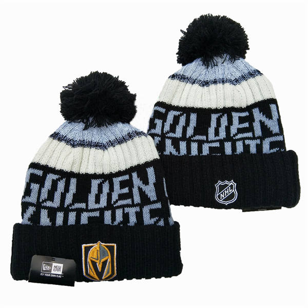 Vegas Golden Knights Black Cream Cuffed Pom Knit Hat YD2503211 (43)