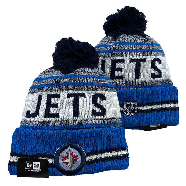 Winnipeg Jets Blue White Cuffed Pom Knit Hat YD2503211 (18)