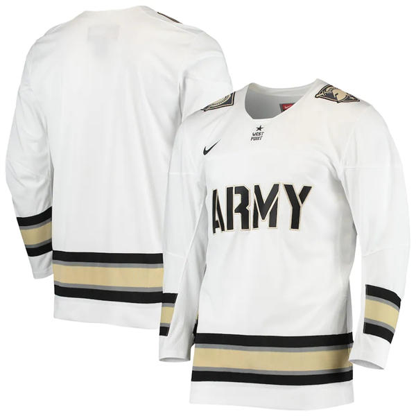 Men's Youth Army Black Knights Blank Nike White College Hockey Team Jersey