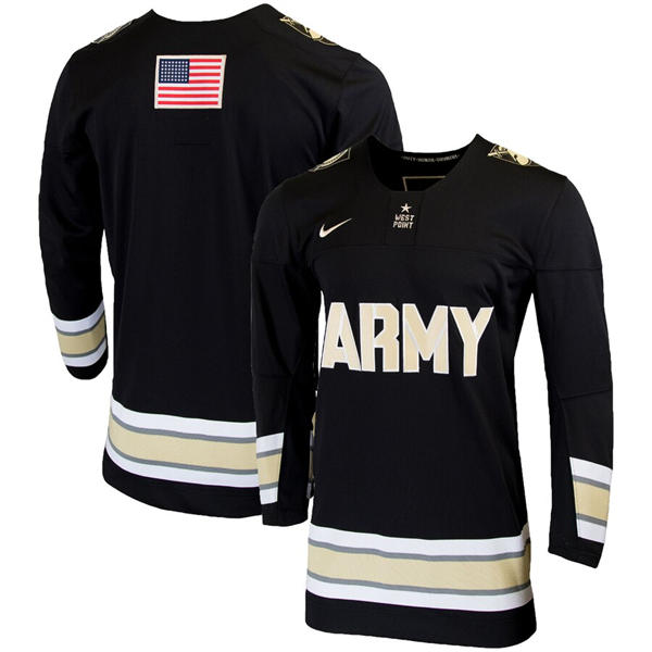 Men's Youth Army Black Knights Blank Nike Black College Hockey Team Jersey