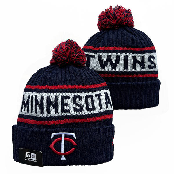 Embroidered MLB Minnesota Twins navey white Cuffed Pom Knit Hat YD222808